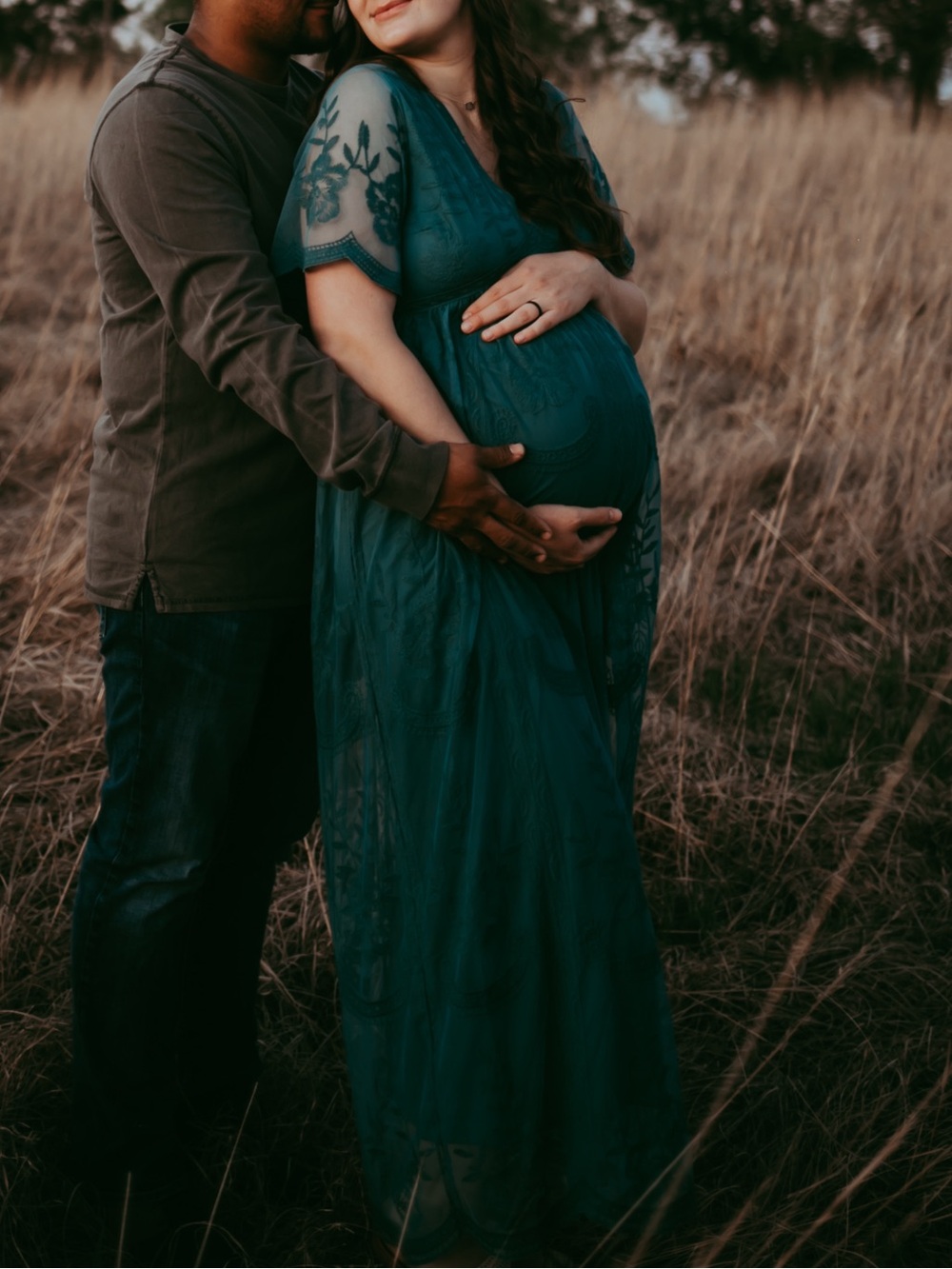 Pinkblush Teal Lace Maxi Maternity Dress